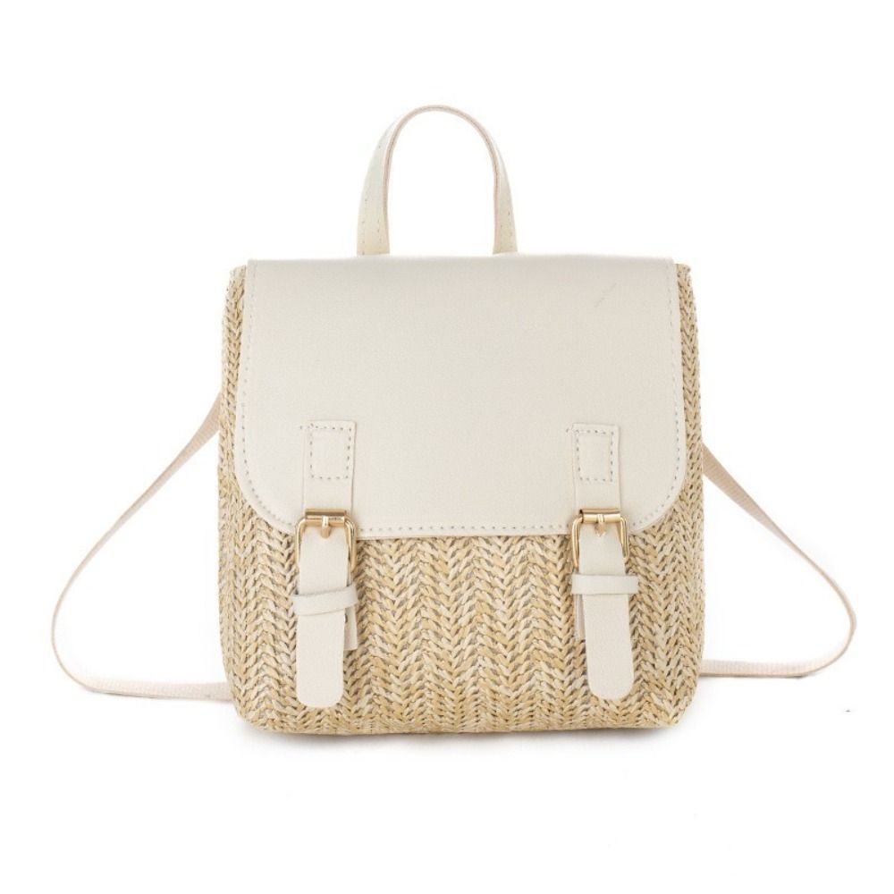Leather Backpack Vintage - Tas Serbaguna Ransel Jerami Kulit PU