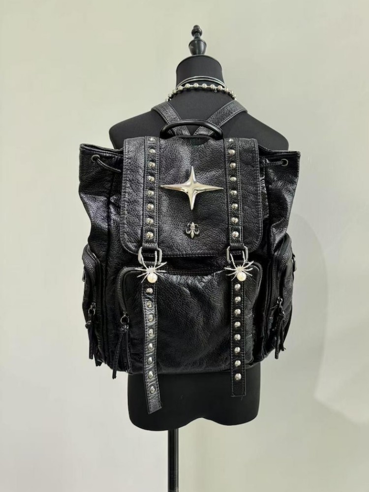 Tas Bahu Kulit PU Punk Gotik R - Leather Backpack Vintage ulasan dan harga